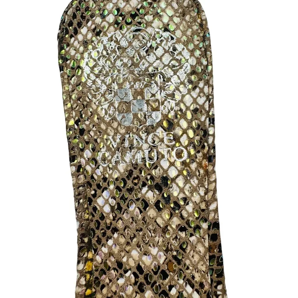 Vince Camuto Metallic Snake Embossed Strappy Slip On Sandals Women's Size 8.5